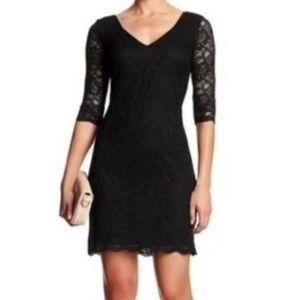 Banana Republic| Black Lace 3/4 Sleeve Cocktail Dress Sz 0